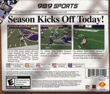 NFL GameDay 2005 (US) box cover back